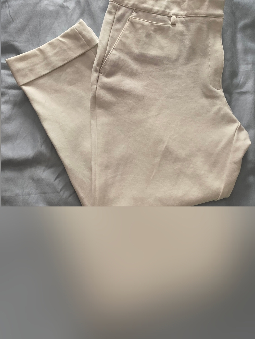 White House Black Market Ivory/White Cuffed Cropped Dress Pants Women's Size 14